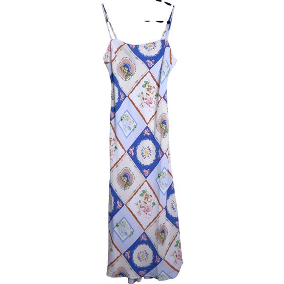 ABERCROMBIE & FITCH Julia Slip Maxi Dress Blue Tile French Country Women's S - Picture 3 of 13